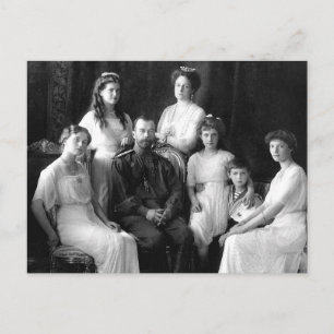 Cartão Postal Czar e czarina da Rússia com os filhos OTMA-A