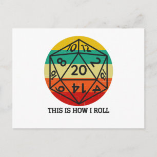 Cartão Postal D20 É assim que eu rolo dados retrô