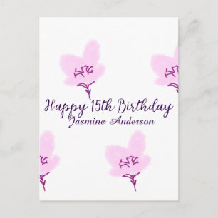 Cartão Postal D floral rosa malva 15 anos aniversário de quincea