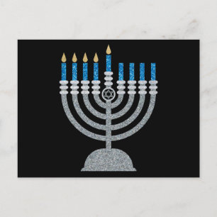 Cartão postal da 4ª Noite de Hanukkah Glitter
