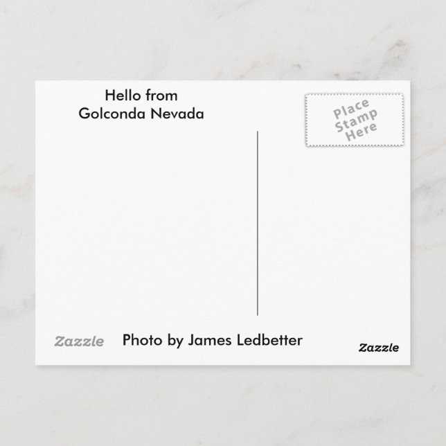 cartão postal da antiga escola em Golconda Nevada. (Verso)