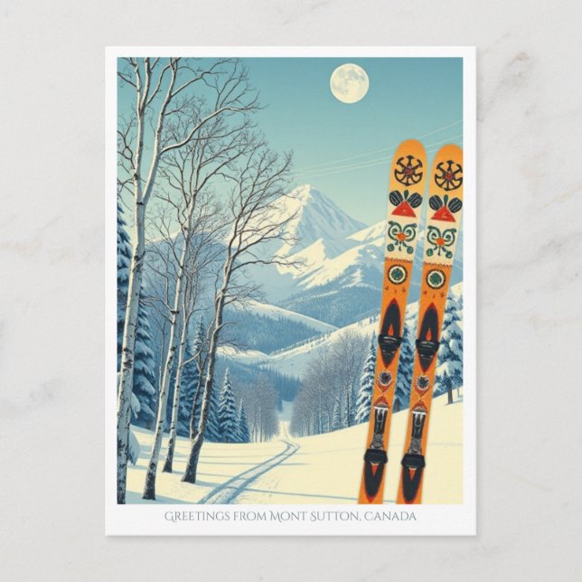 Cartão postal da área de esqui Mont Sutton Quebec  (Frente)