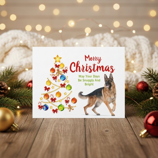 Cartão postal da árvore de Natal german shepherd (German Shepherd Christmas Tree Postcard)