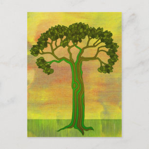 cartão postal da árvore verde