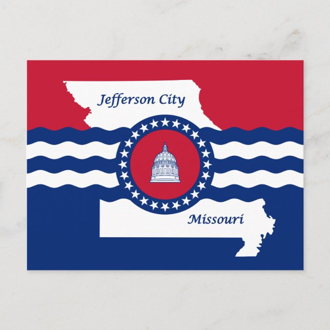 Cartão postal da bandeira da cidade de Jefferson,  (Frente)