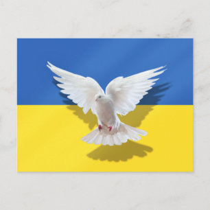 Cartão Postal da Bandeira da Ucrânia Pombo da Paz