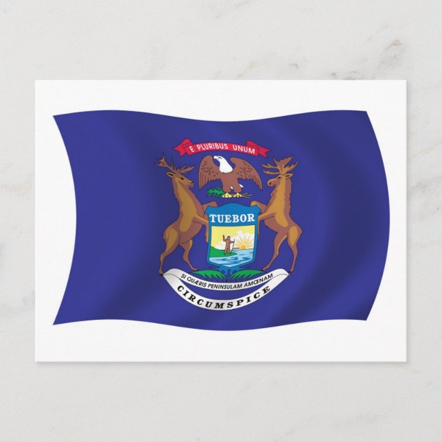 Cartão Postal da Bandeira de Michigan (Frente)