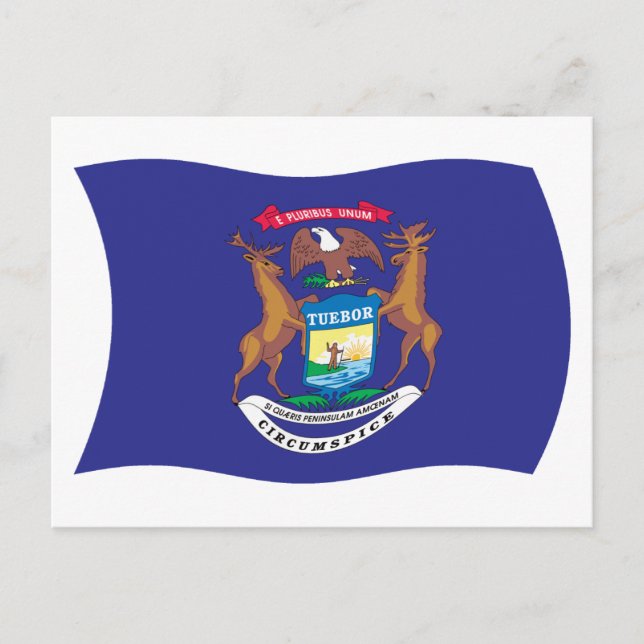 Cartão Postal da Bandeira de Michigan (Frente)
