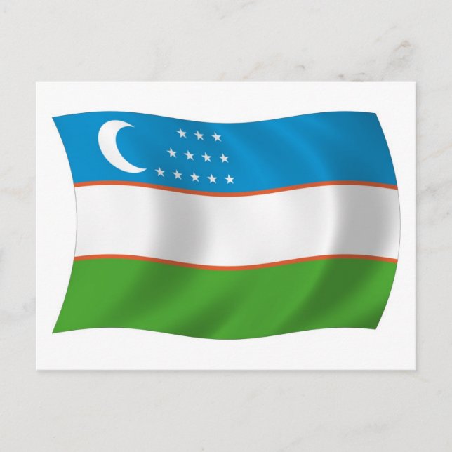 Cartão Postal da Bandeira do Uzbequistão (Frente)