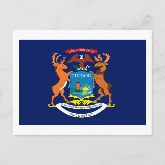 Cartão postal da bandeira Michigan (Frente)