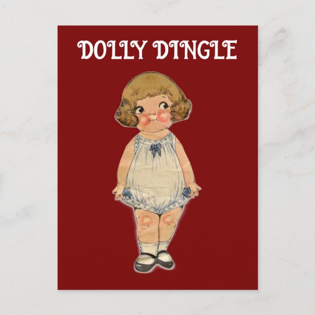 CARTÃO POSTAL DA BONECA DE PAPEL DOLLY DINGLE (Frente)