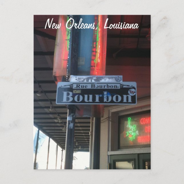 Cartão postal da Bourbon Street em New Orleans Lou (Frente)