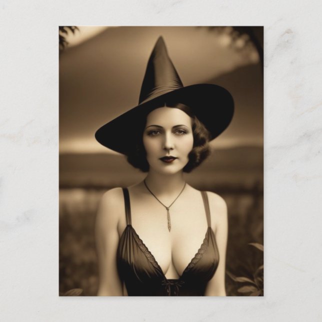 Cartão postal da Bruxa do Halloween Assombrado (Frente)