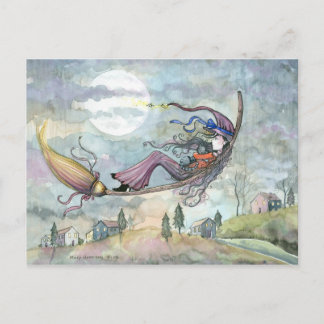 Cartão postal da bruxa do Halloween por Molly Harr