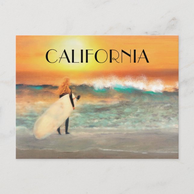 Cartão postal da California Surfer Girl Beach (Frente)