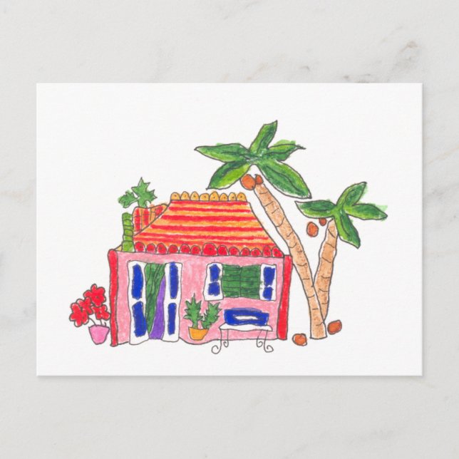 Cartão postal da casa com telhado listrado (Frente)