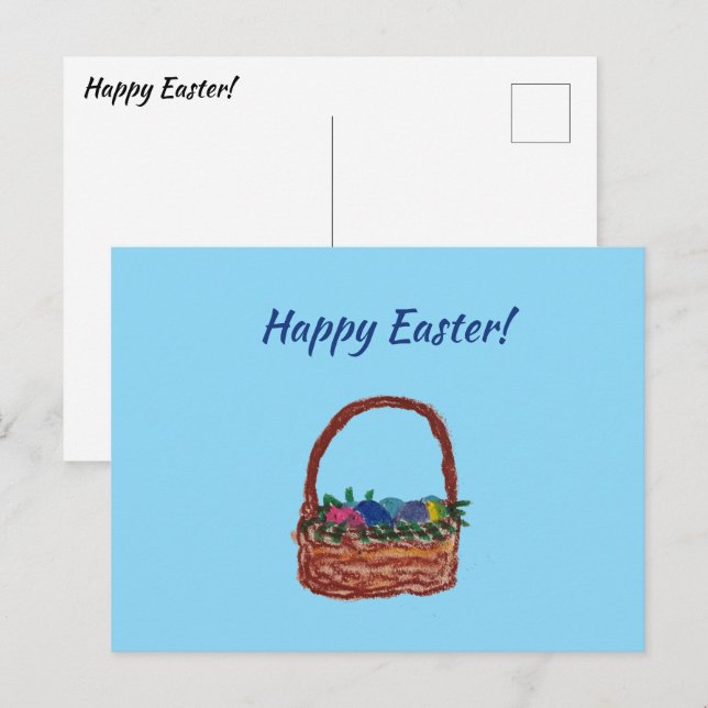Cartão postal da cesta de Páscoa (Frente/Verso)