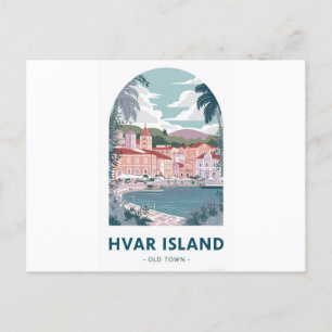 Cartão postal da Cidade Antiga da Ilha Hvar - Expl