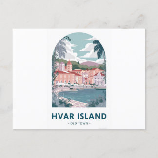 Cartão postal da Cidade Antiga da Ilha Hvar - Expl