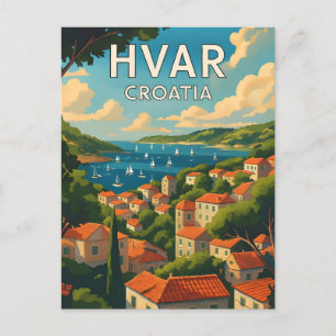Cartão postal da Cidade Antiga da Ilha Hvar - Expl