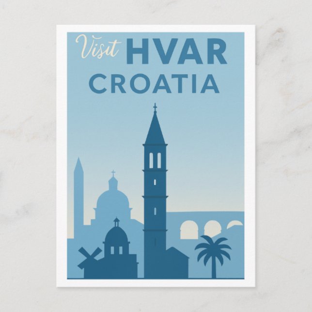 Cartão postal da Cidade Antiga da Ilha Hvar - Expl (Frente)
