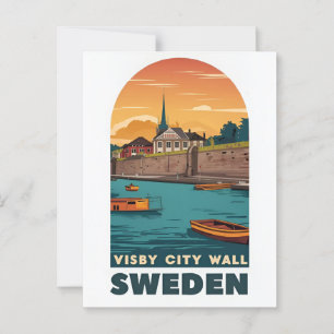 Cartão Postal da Cidade Antiga de Visby – C Retro