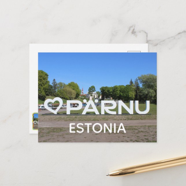 Cartão postal da cidade de Pärnu, Estônia! (Frente/Verso In Situ)
