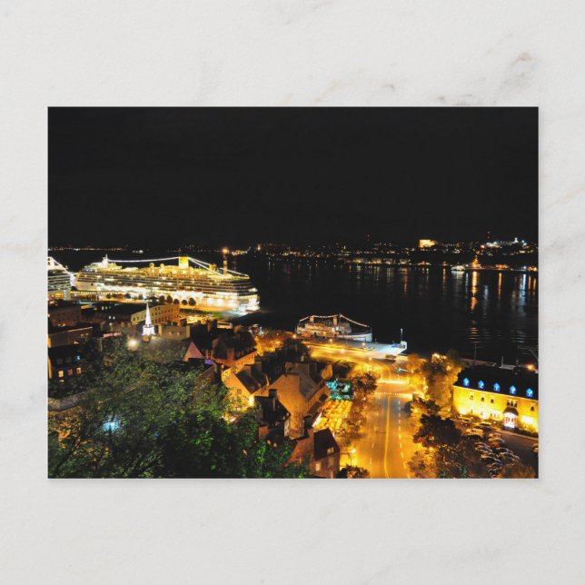 Cartão postal da Cidade do Quebec - Luzes Noturnas (Frente)