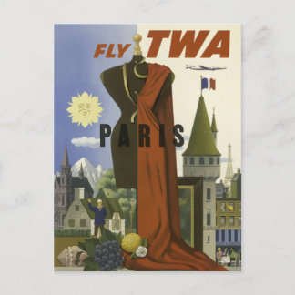 Cartão postal da companhia aérea Vintage Paris