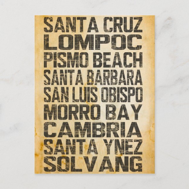 Cartão postal da Costa Central da Califórnia (Frente)