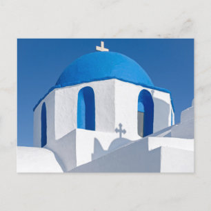 Cartão postal da cúpula da igreja grega de Cíclade