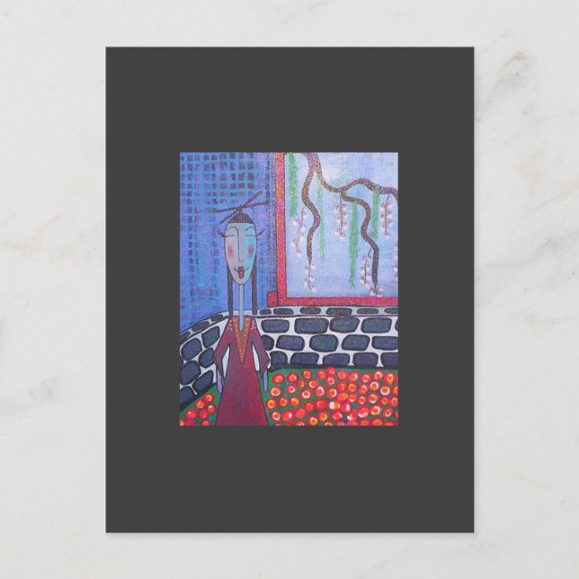 cartão postal da dama de chá japonesa (Frente)