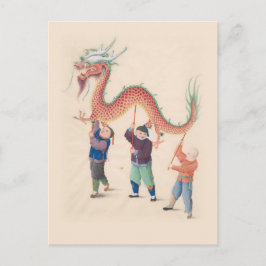 Cartão Postal da Dança do Dragão Chinês