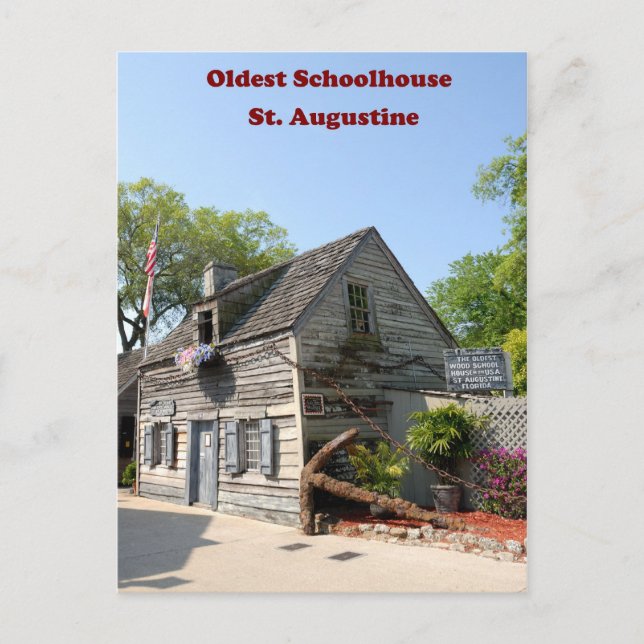 Cartão postal da escola de madeira mais antiga (Frente)