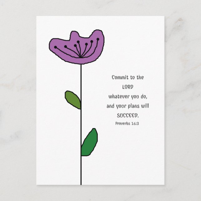 Cartão postal da Escritura de Provérbios 16:3 (Frente)