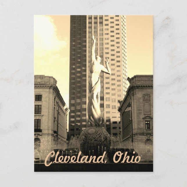 Cartão postal da Estátua Sepia no Ohio Cleveland (Frente)