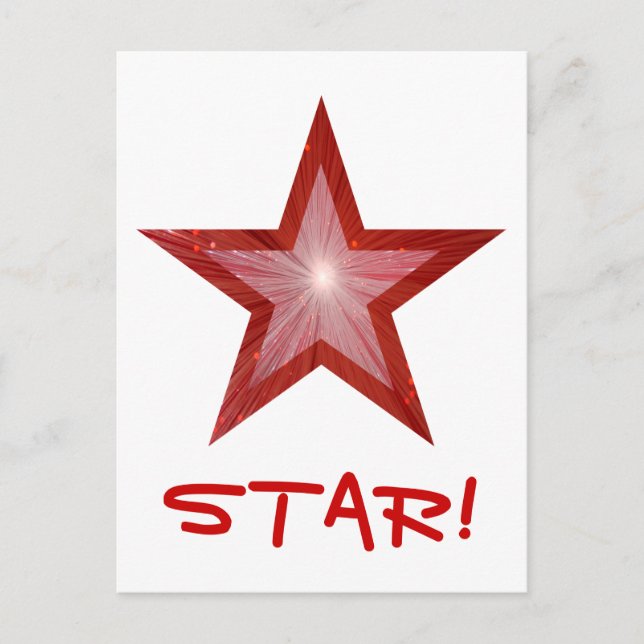 Cartão postal da Estrela Vermelha branco (Frente)