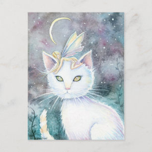 Cartão Postal da Fada da Lua Prateada e do Gato