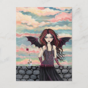 Cartão Postal da Fada Vampira Rosa Gótica