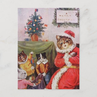 Cartão postal da família de gatos Louis Wain Chris