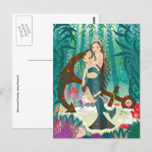 Cartão postal da Família Mermaid (brunettes)