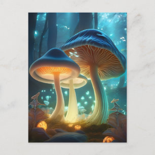 Cartão postal da floresta de cogumelos fantasia