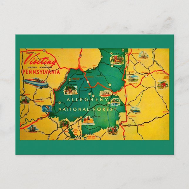 Cartão postal da Floresta Nacional de Allegheny (Frente)