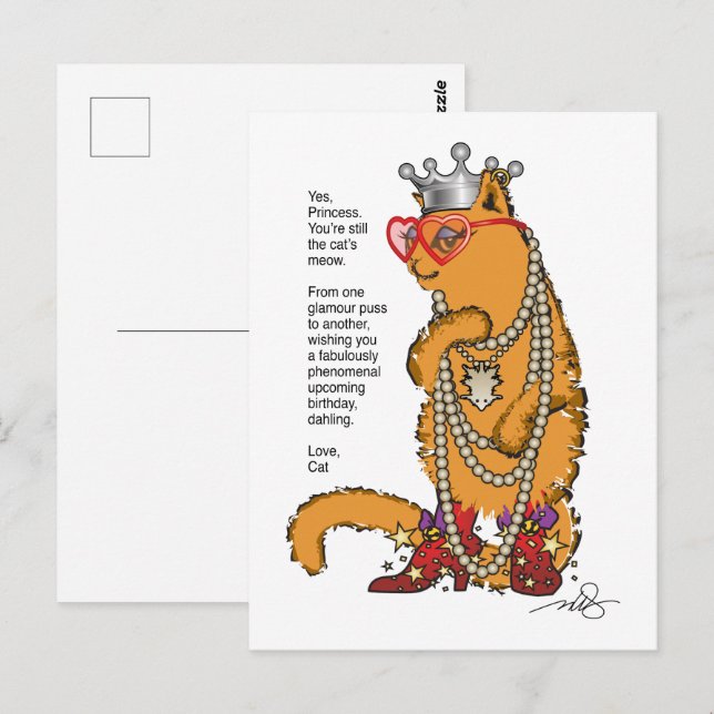 Cartão Postal da Gata Glamourosa (Frente/Verso)