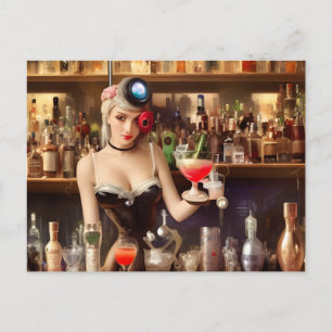 Cartão postal da loira do barman de IA