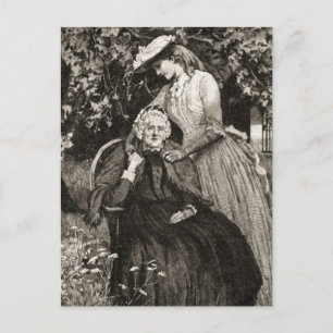 Cartão postal da mãe e filha idosas da Vintage