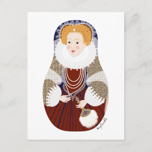 Cartão Postal da Matrioshka da Rainha Elizabeth I 
