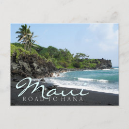 Cartão postal da Maui Road para Hana Black Beach