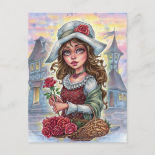 Cartão Postal da Menina das Flores Cidade Medieval