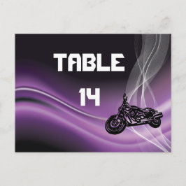 Cartão postal da mesa de casamento de motociclista